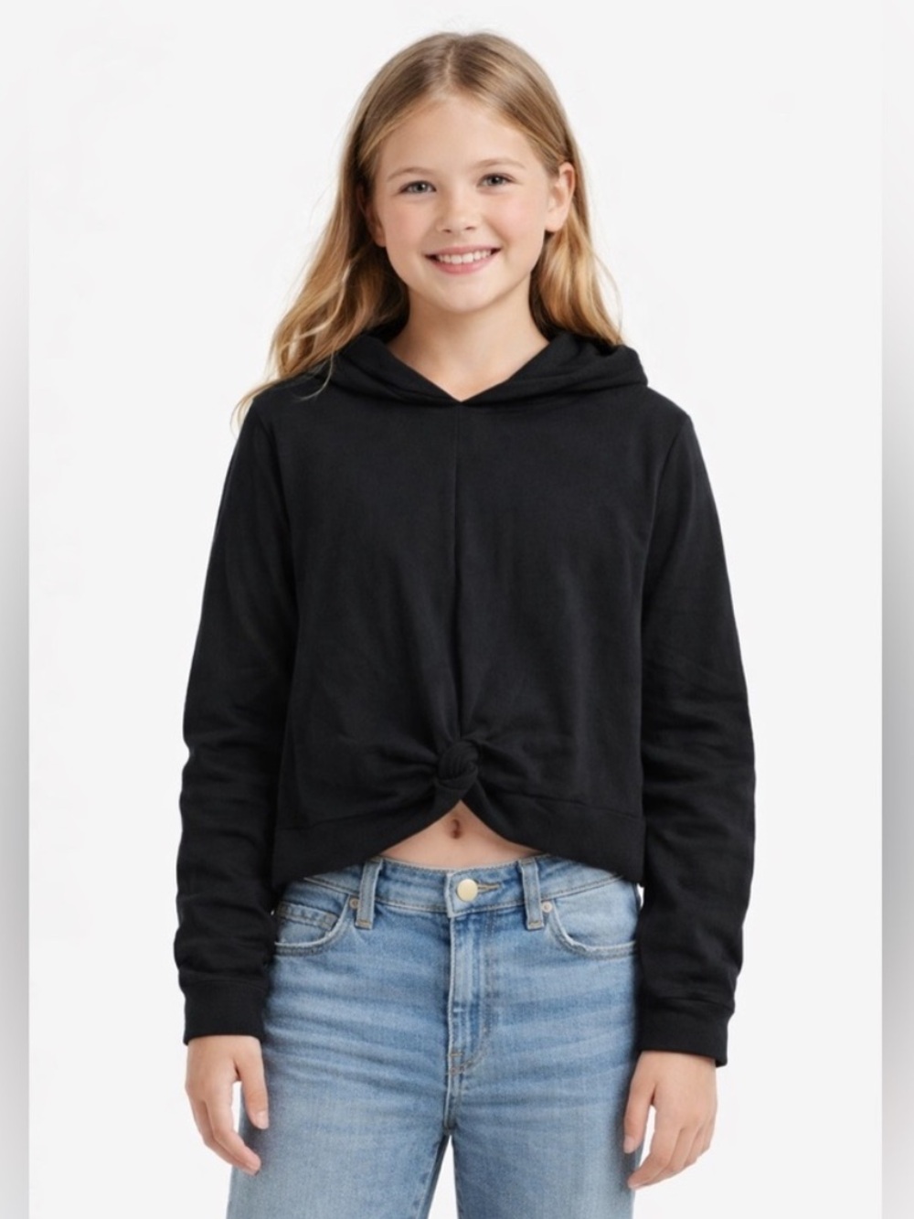 Zella black hoodie front knot soft lightweight